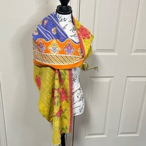 Vibrant Multicolor Reversible Kantha Scarf